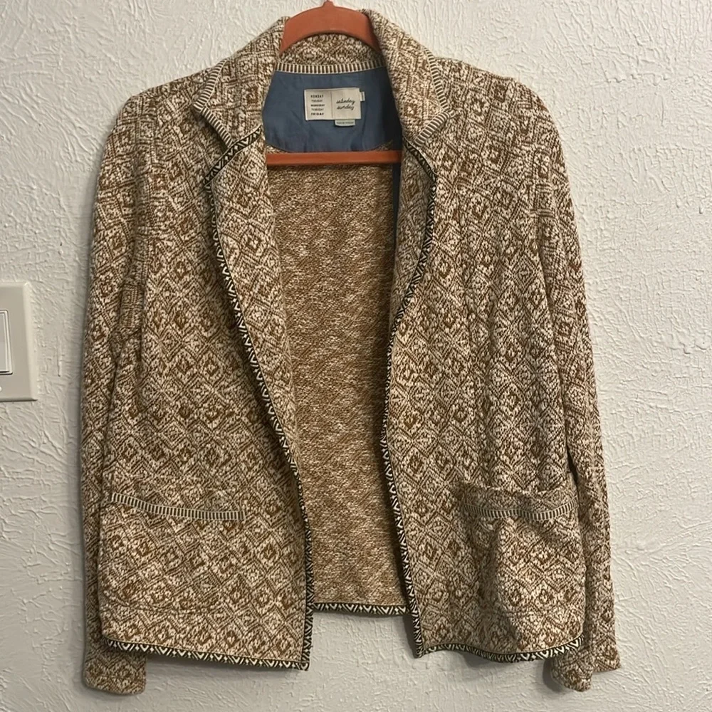 ANTHROPOLOGIE SATURDAY SUNDAY Paracas Knit Blazer Size M